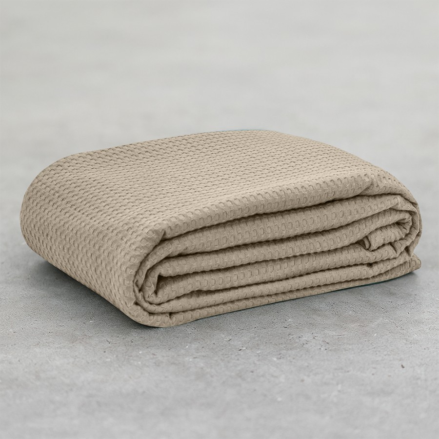 LINO Κουβέρτα Ημίδιπλη (170x240) Πικέ Cocoon Μόκα