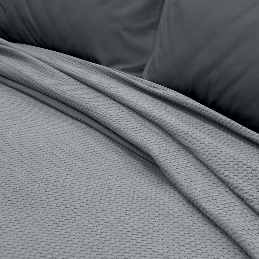LINO Κουβέρτα Ημίδιπλη (170x240) Πικέ Cocoon Γκρι
