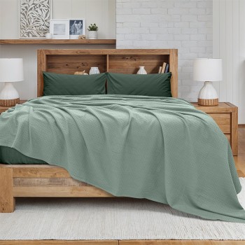 LINO Κουβέρτα King Size (240x260) Πικέ Cocoon Μέντα