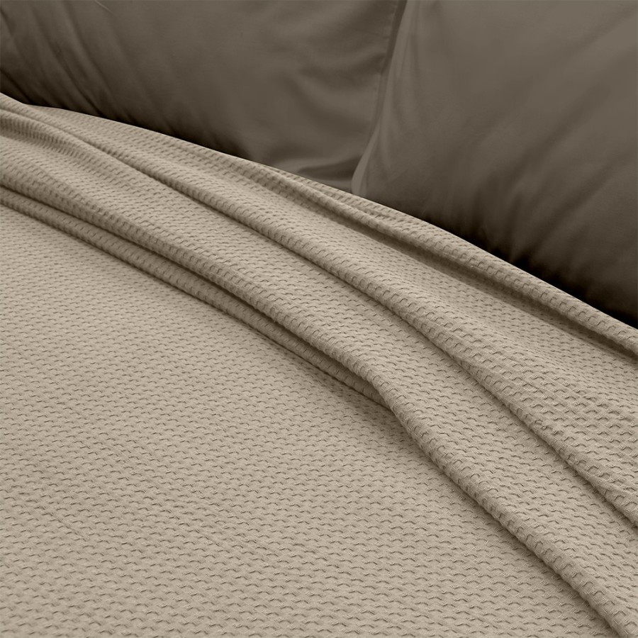 LINO Κουβέρτα Υπέρδιπλη (220x240) Πικέ Cocoon Μόκα