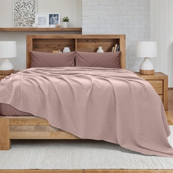 LINO Κουβέρτα Υπέρδιπλη (220x240) Πικέ Cocoon Ροζ