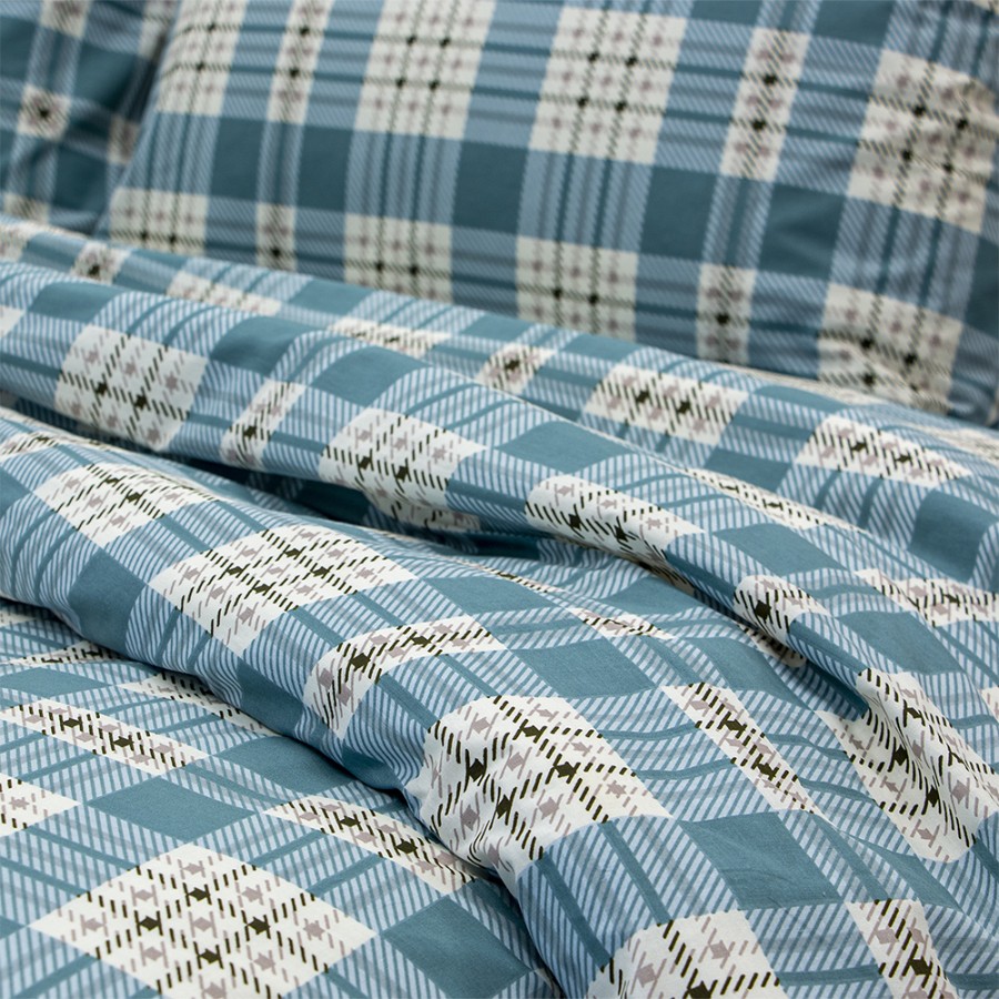 LINO Σετ Σεντόνια Μονά (170x260) Panier Μπλε