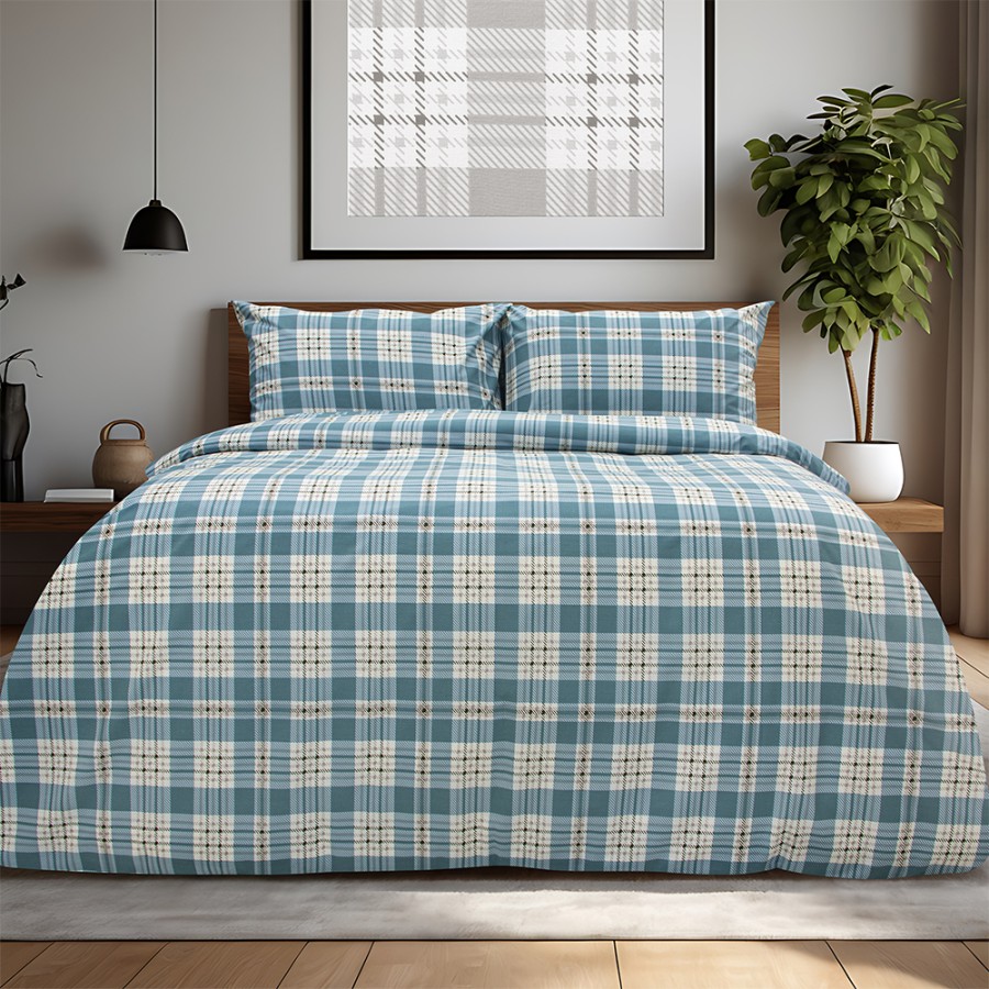 LINO Σετ Σεντόνια Με Λάστιχο (105x200+32) Panier Μπλε