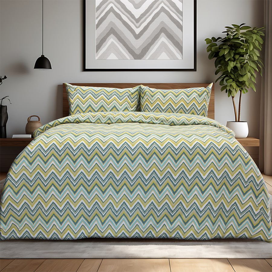 LINO Σετ Σεντόνια Με Λάστιχο (105x200+32) Flots Πετρόλ