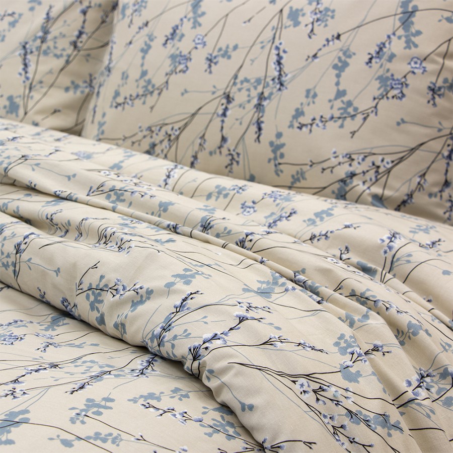 LINO Σετ Σεντόνια Με Λάστιχο (105x200+32) Amandes Μπλε