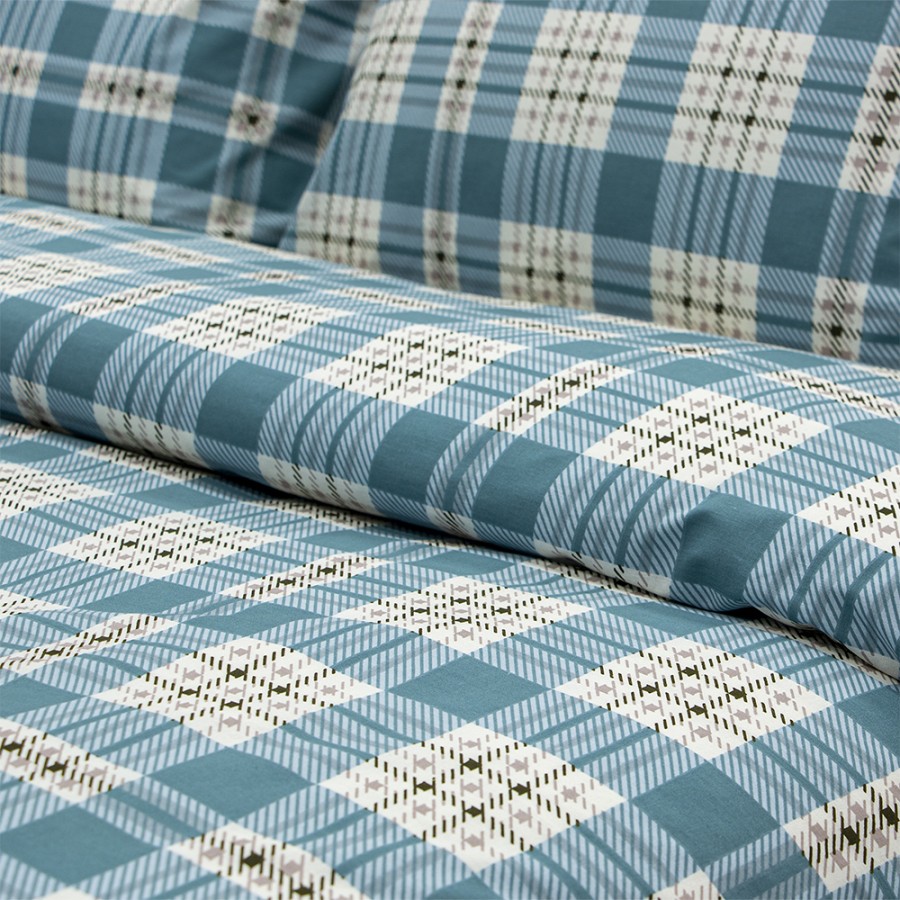 LINO Σετ Σεντόνια Υπέρδιπλα με Λάστιχο (165x200+32) Panier Μπλε