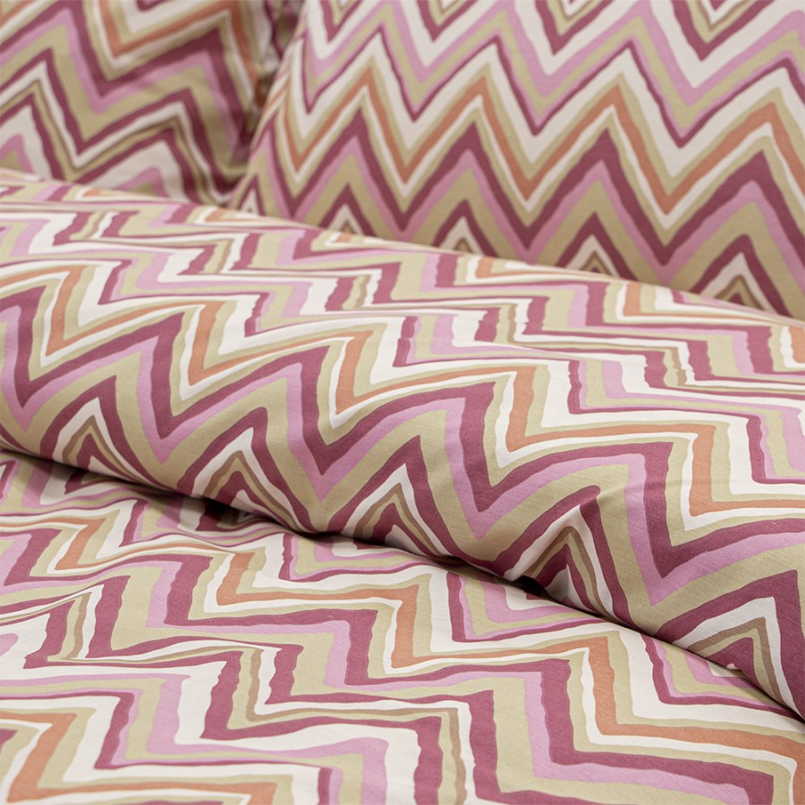 LINO Σετ Σεντόνια Υπέρδιπλα με Λάστιχο (165x200+32) Flots Ροζ