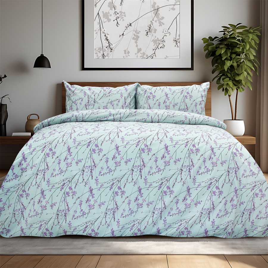 LINO Σετ Σεντόνια Υπέρδιπλα με Λάστιχο (165x200+32) Amandes Λιλά