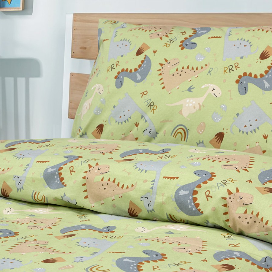 LINO Σετ Παιδική Παπλωματοθήκη (160x240) Jurrasic Nap Πράσινο