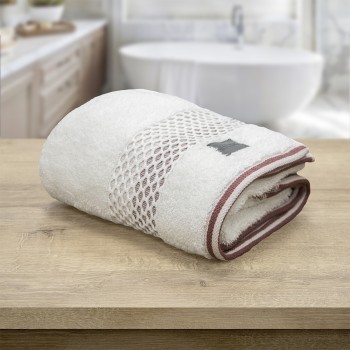 LINO Πετσέτα Προσώπου (50x90) Igalo Λευκό/Ροζ