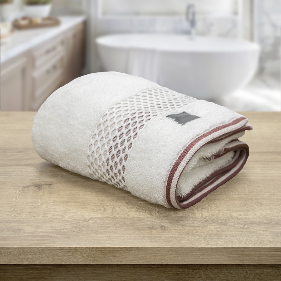 LINO Πετσέτα Προσώπου (50x90) Igalo Λευκό/Ροζ