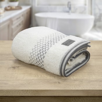 LINO Πετσέτα Προσώπου (50x90) Igalo Λευκό/Ασημί