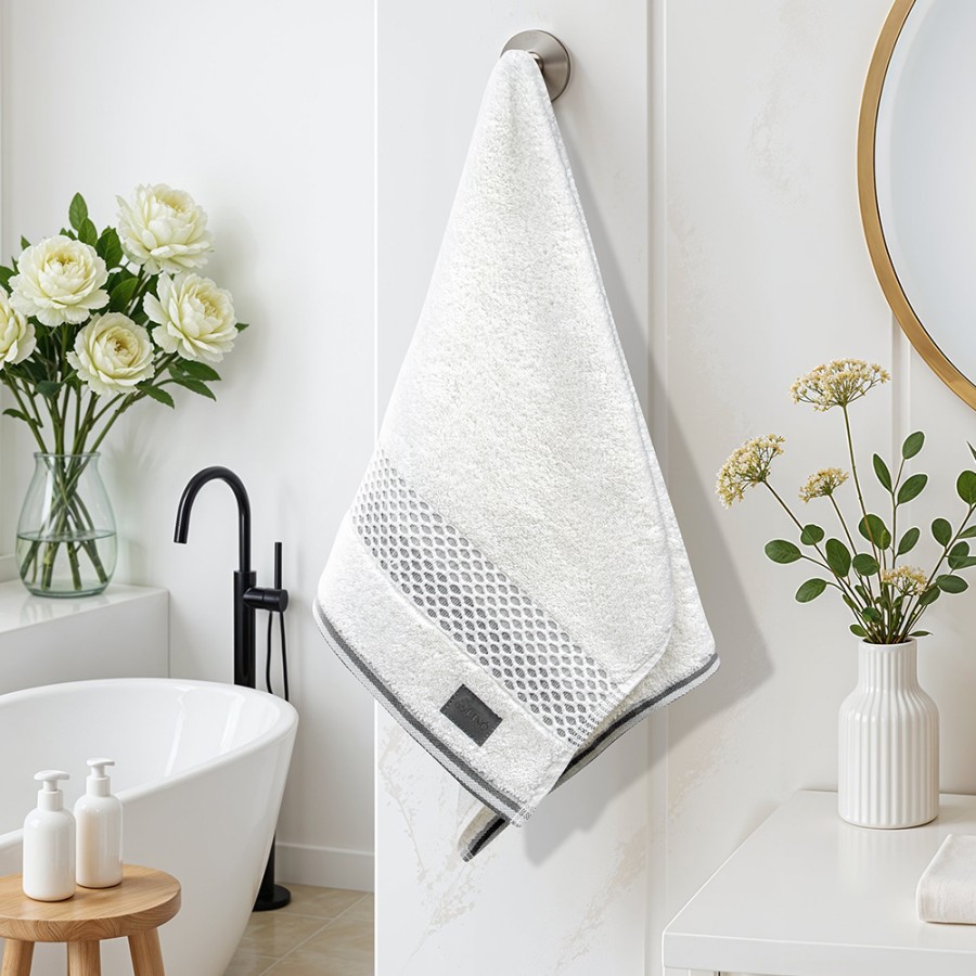 LINO Πετσέτα Προσώπου (50x90) Igalo Λευκό/Ασημί