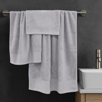 LINO Σετ πετσέτες 3τμχ (30x50,50x90,70x140) Serapha Ανοιχτό Γκρι
