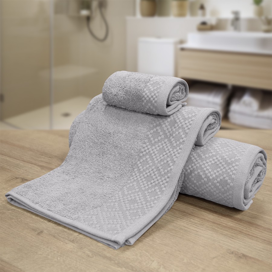 LINO Σετ πετσέτες 3τμχ (30x50,50x90,70x140) Serapha Ανοιχτό Γκρι