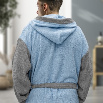 LINO Μπουρνούζι με κουκούλα Medium Revel Γαλάζιο