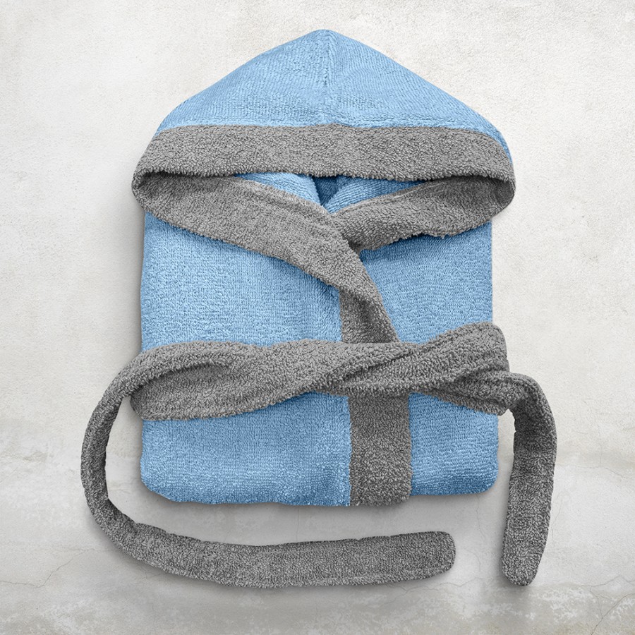 LINO Μπουρνούζι με κουκούλα Large Revel Γαλαζιο