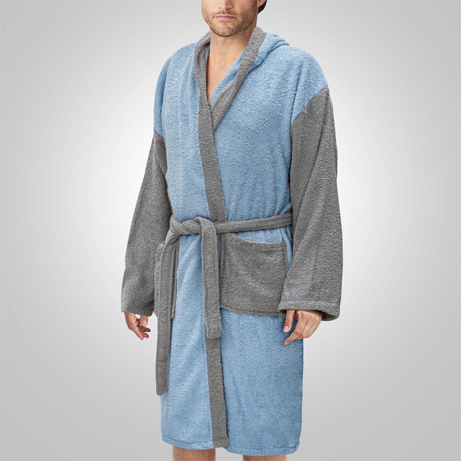 LINO Μπουρνούζι με κουκούλα Xlarge Revel Γαλάζιο