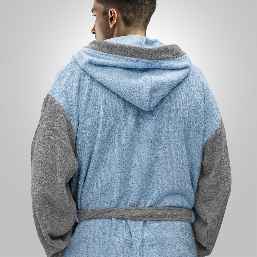 LINO Μπουρνούζι με κουκούλα Xlarge Revel Γαλάζιο