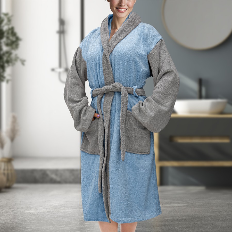 LINO Μπουρνούζι με κουκούλα Xlarge Revel Γαλάζιο