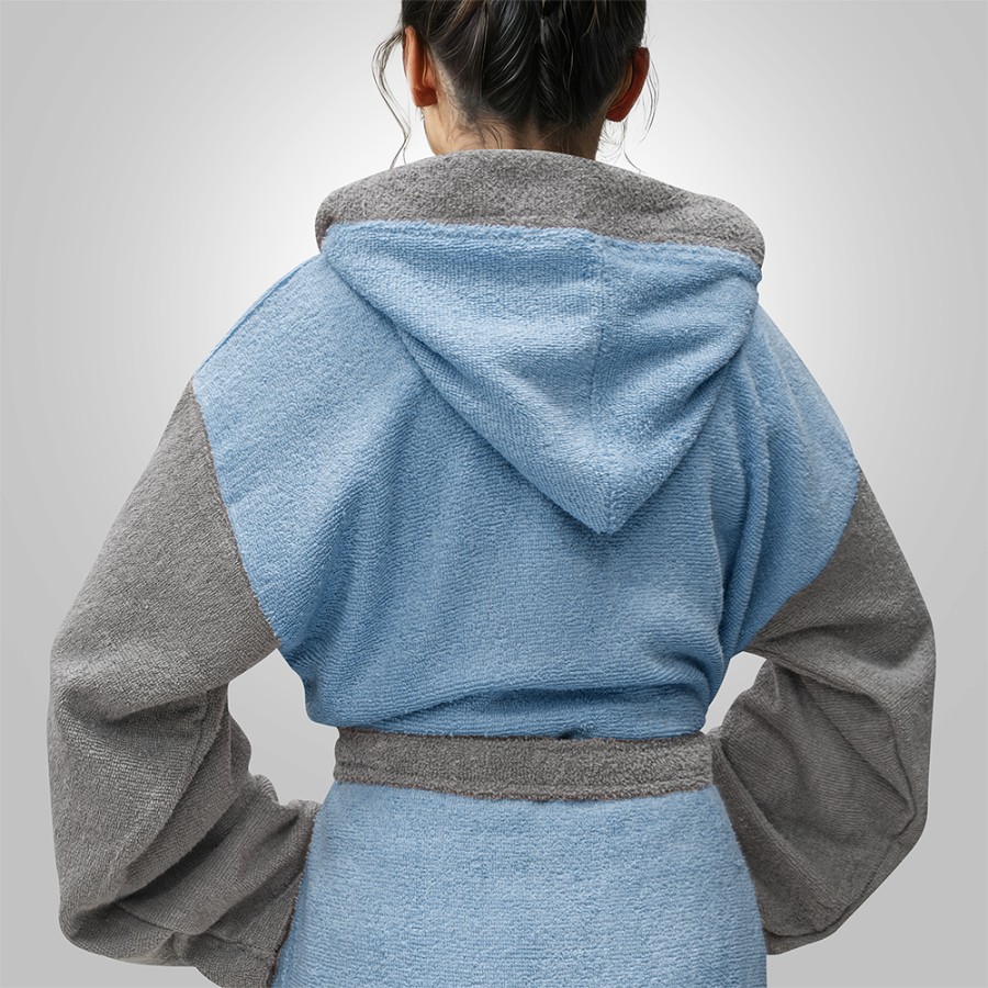 LINO Μπουρνούζι με κουκούλα Xlarge Revel Γαλάζιο