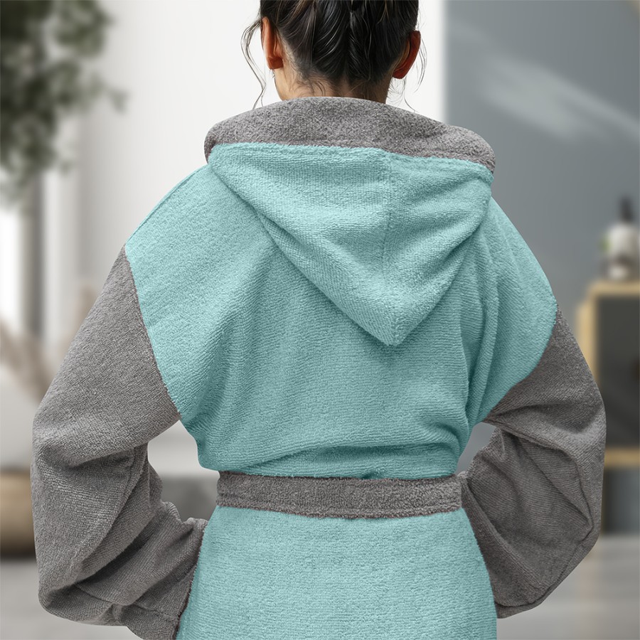 LINO Μπουρνούζι με κουκούλα Small Revel Μέντα