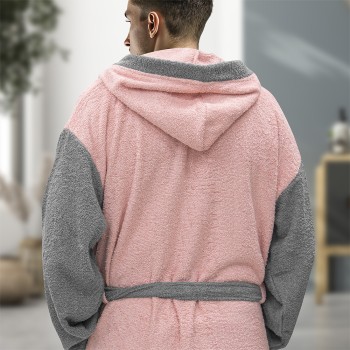 LINO Μπουρνούζι με κουκούλα Large Revel Ροζ