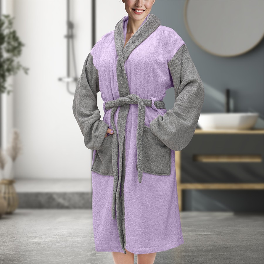 LINO Μπουρνούζι με κουκούλα Medium Revel Μωβ