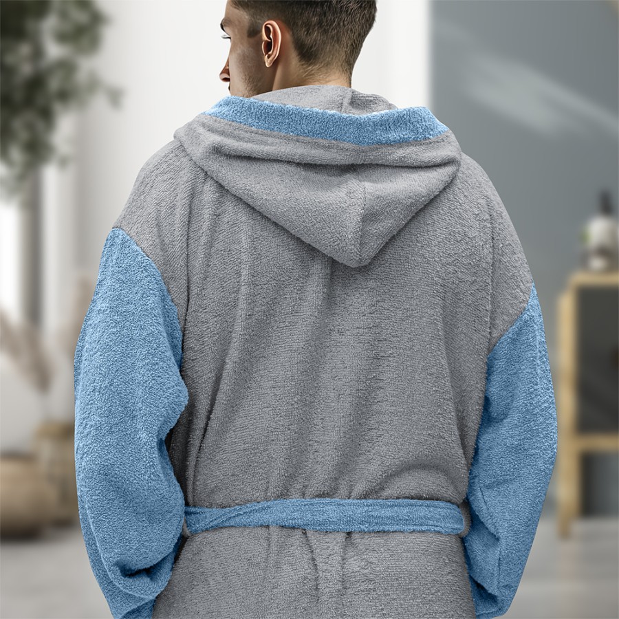 LINO Μπουρνούζι με κουκούλα Large Revel Γκρι