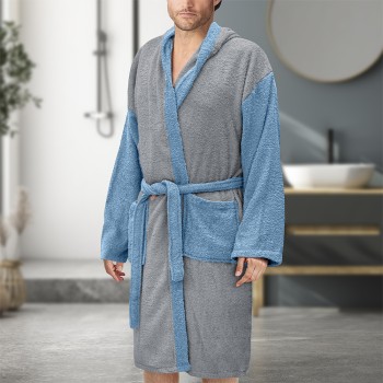 LINO Μπουρνούζι με κουκούλα Large Revel Γκρι