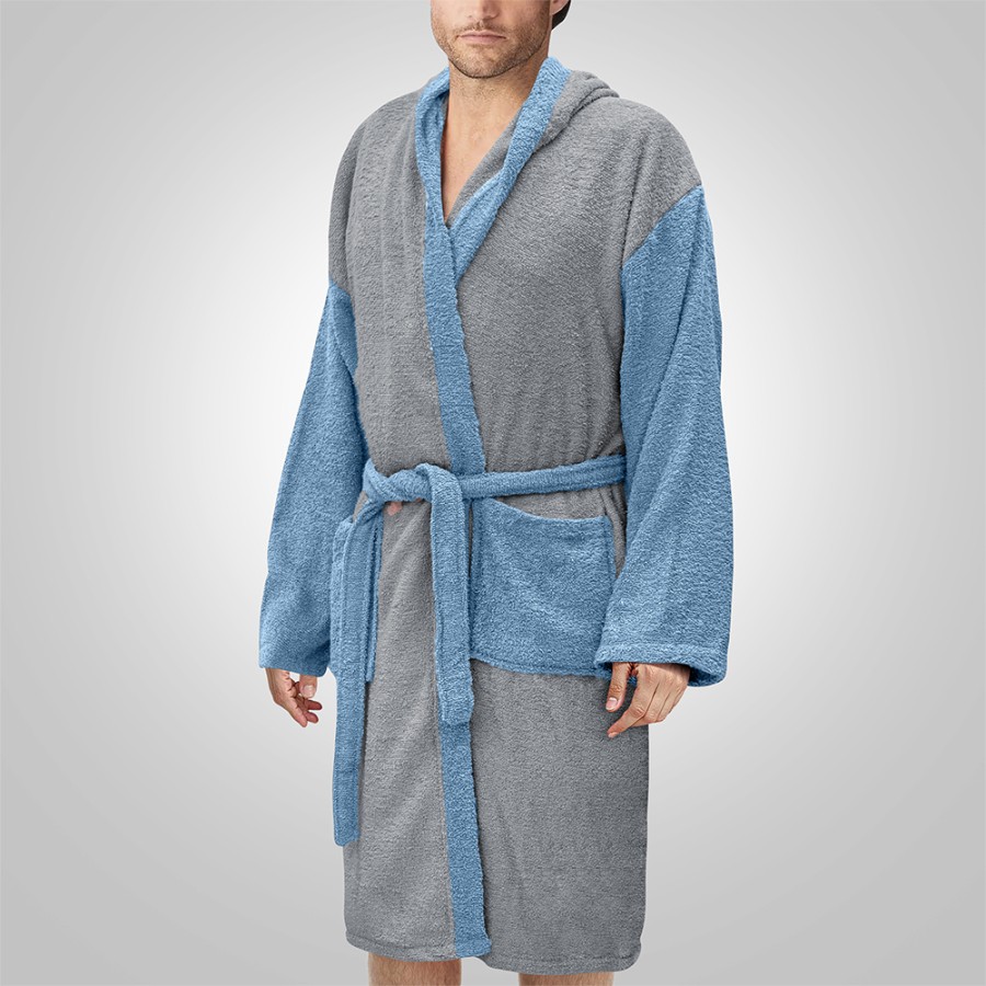 LINO Μπουρνούζι με κουκούλα Large Revel Γκρι