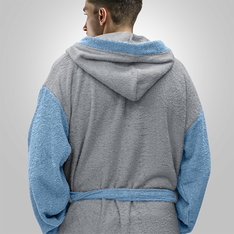 LINO Μπουρνούζι με κουκούλα Large Revel Γκρι