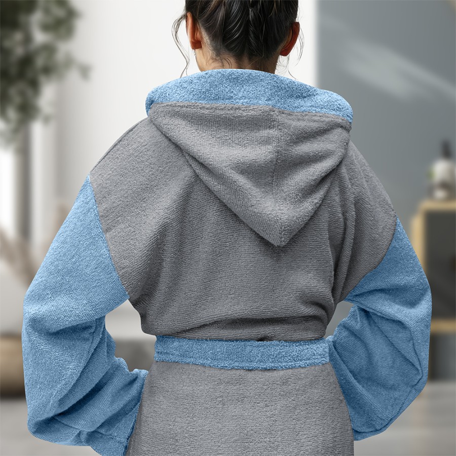 LINO Μπουρνούζι με κουκούλα Large Revel Γκρι