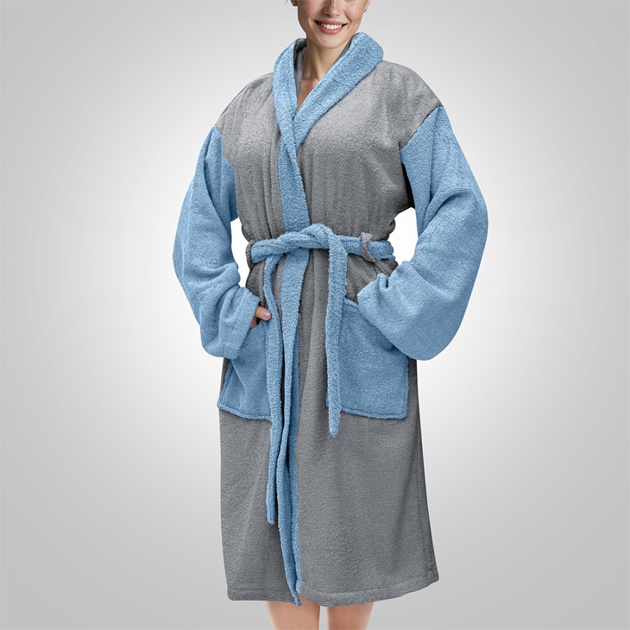 LINO Μπουρνούζι με κουκούλα Large Revel Γκρι