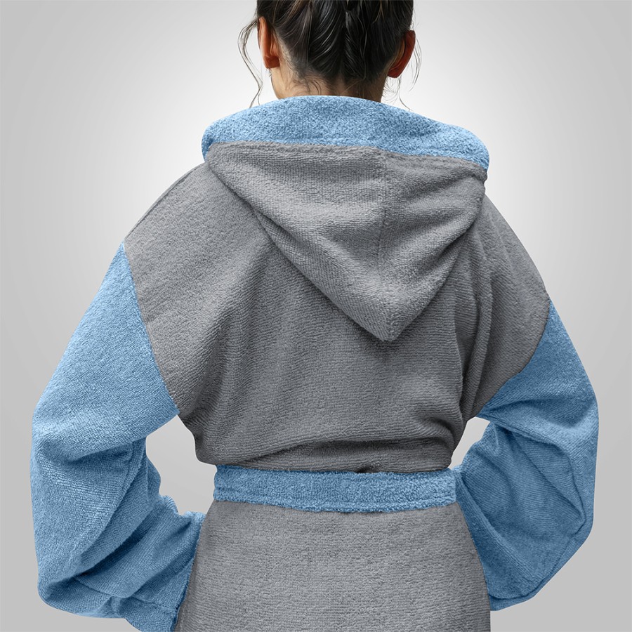 LINO Μπουρνούζι με κουκούλα Large Revel Γκρι