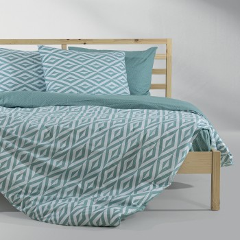 LINO Σετ Σεντόνια Μονά με Λάστιχο (100x200+35) Ikat Μέντα