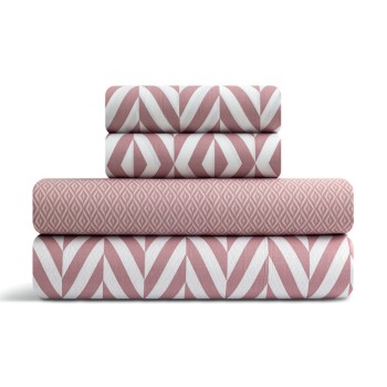 LINO Σετ Σεντόνια Υπέρδιπλα (240x260) Ikat Dusty Pink