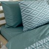 LINO Σετ Σεντόνια Υπέρδιπλα Με Λάστιχο (170Χ200+35) Ikat Μέντα