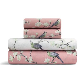LINO Σετ Σεντόνια King Size (260X270) Parrots Σομόν