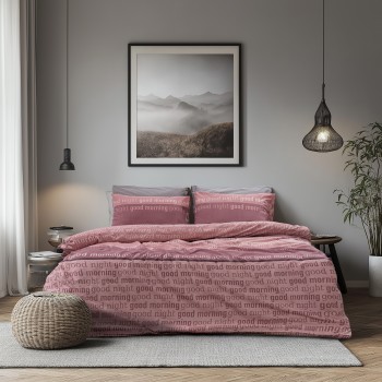 LINO Σετ Παπλωματοθήκη Υπέρδιπλη (230X250) Nuvet Dusty Pink