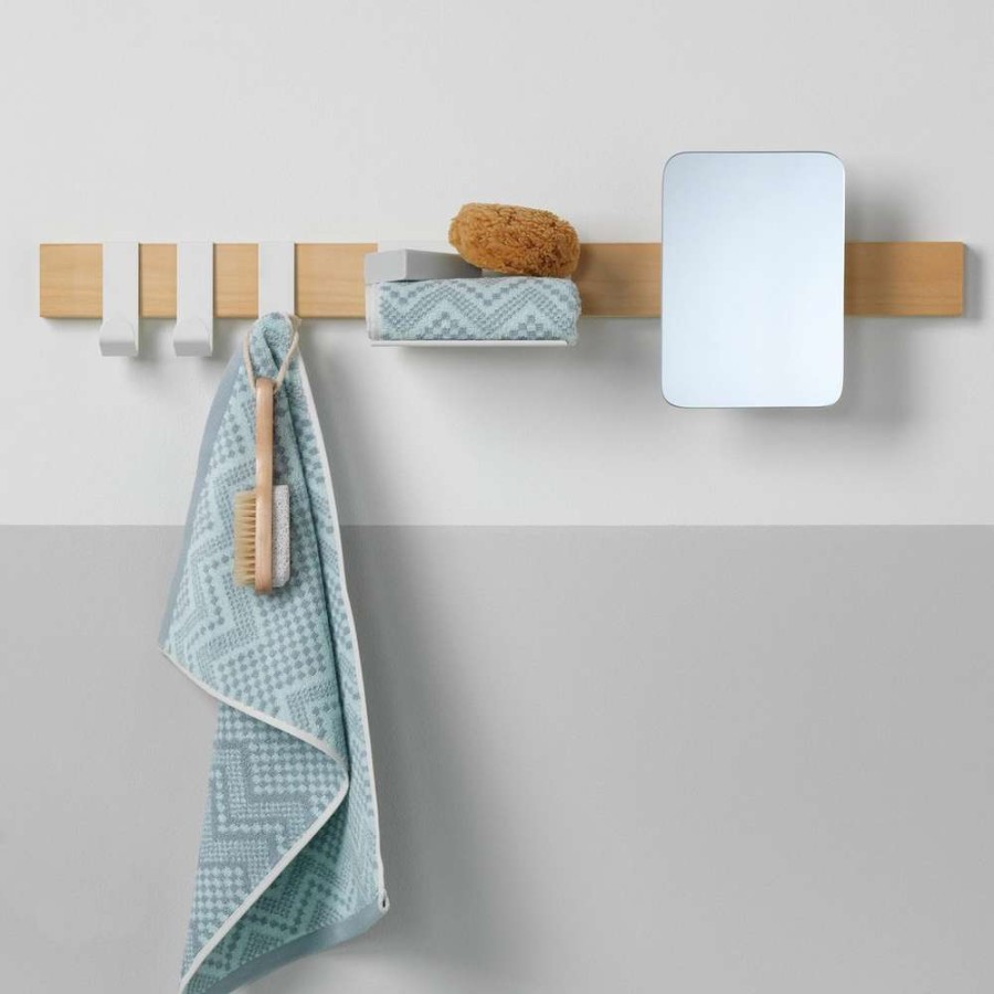 Brix white κρεμάστρα επιτοίχια με ράφι + καθρέπτη Sealskin