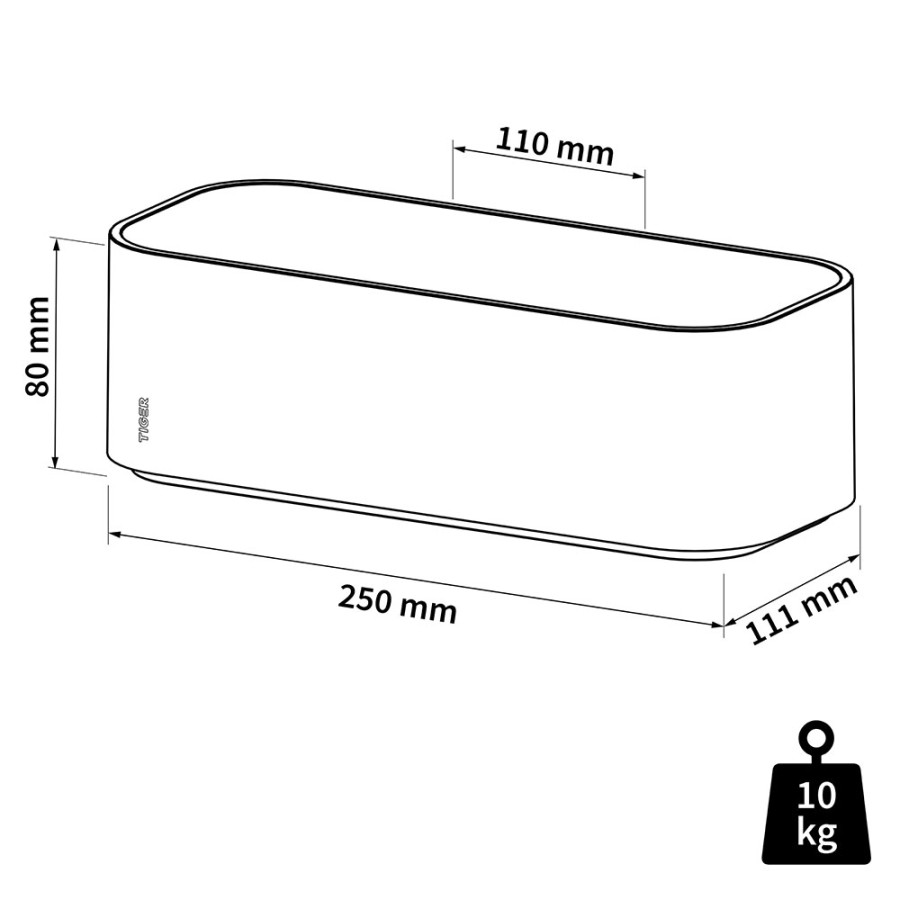 Tiger 2-Store Επιτοίχιο Ράφι 25 cm Black 1500010746