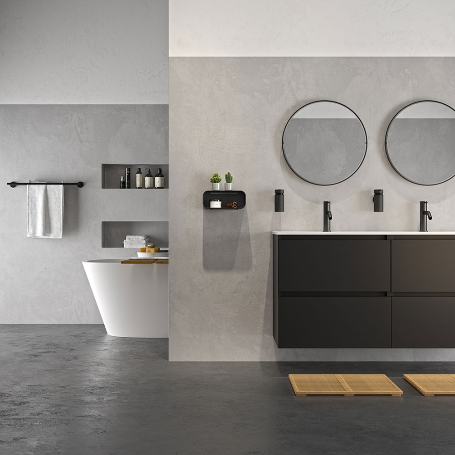 Tiger 2-Store Επιτοίχιο Ράφι 25 cm Black 1500010746