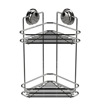 Ράφι διπλό γωνιακό με βεντούζες 21cm chrome Sealskin Elementals