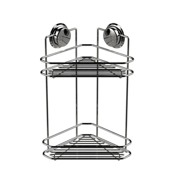 Ράφι διπλό γωνιακό με βεντούζες 21cm chrome Sealskin Elementals