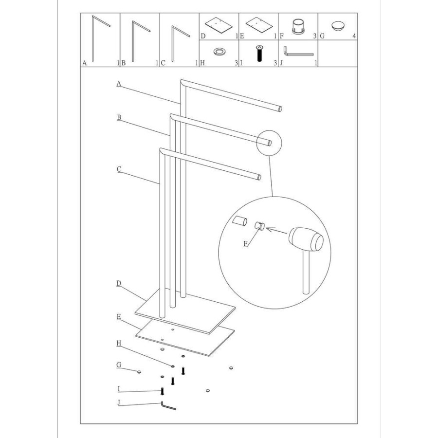Tube chrome κρεμάστρα επιδαπέδια 3 θέσεων Sealskin