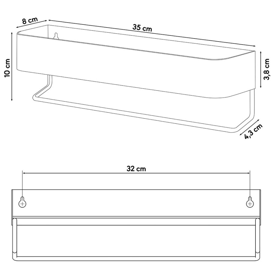 Brix white small ράφι + κρεμάστρα Sealskin
