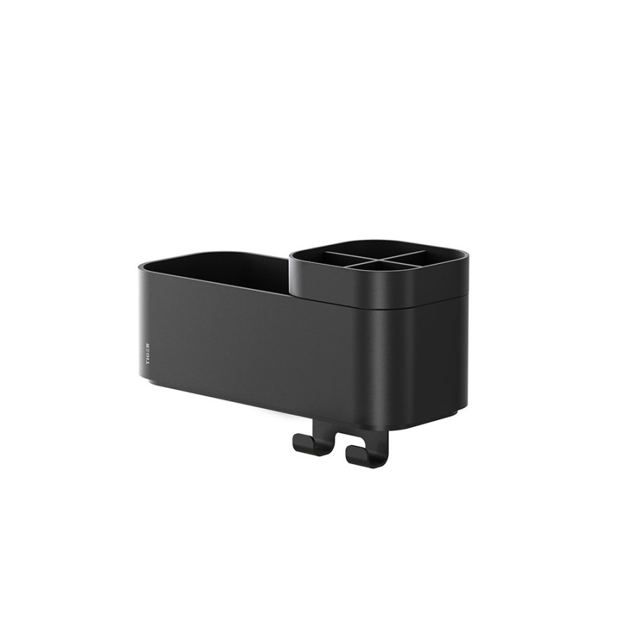 Tiger 2-Store Επιτοίχιο Ράφι με Θήκες και Κρεμάστρες 25 cm Black 800374