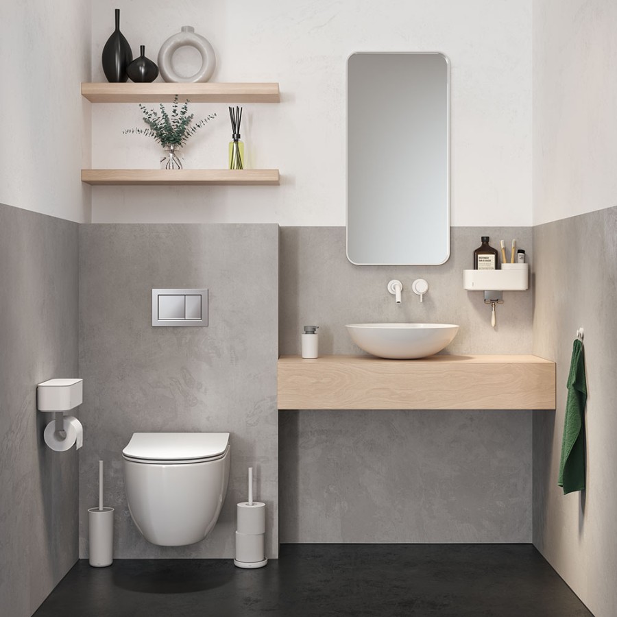 Tiger 2-Store Επιτοίχιο Ράφι με Θήκες και Κρεμάστρες 25 cm White 800375