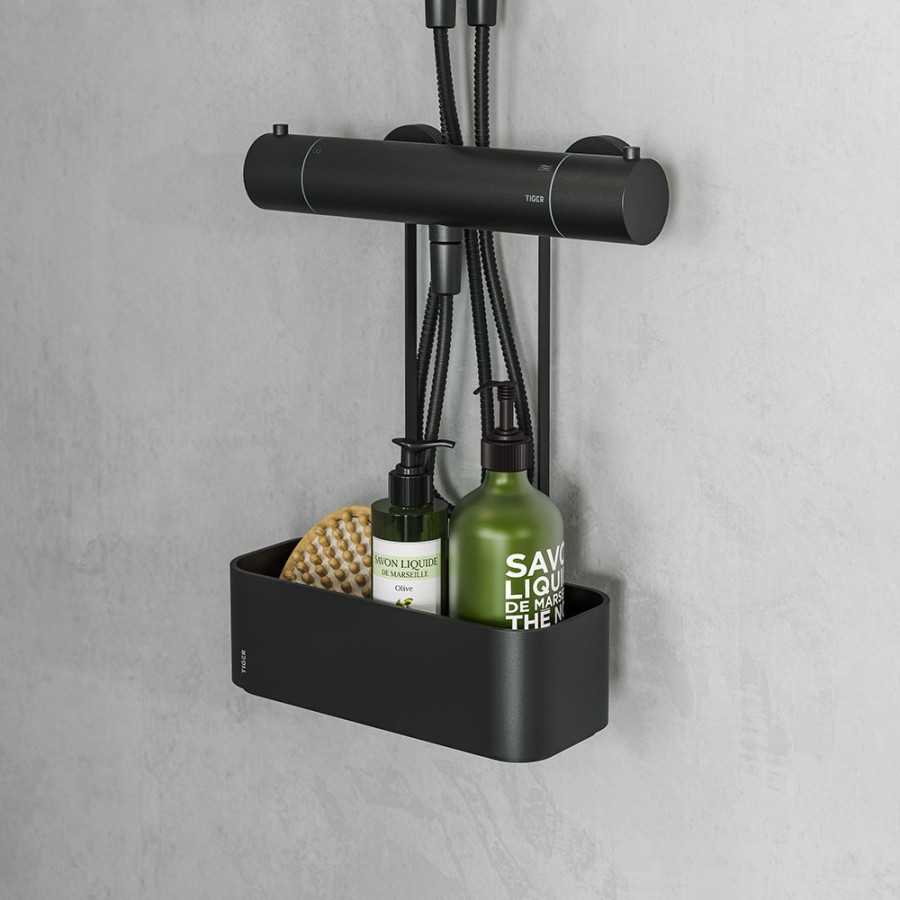 Tiger 2-Store Ράφι κρεμαστό για Βρύση Ντους 25 cm Black 800376